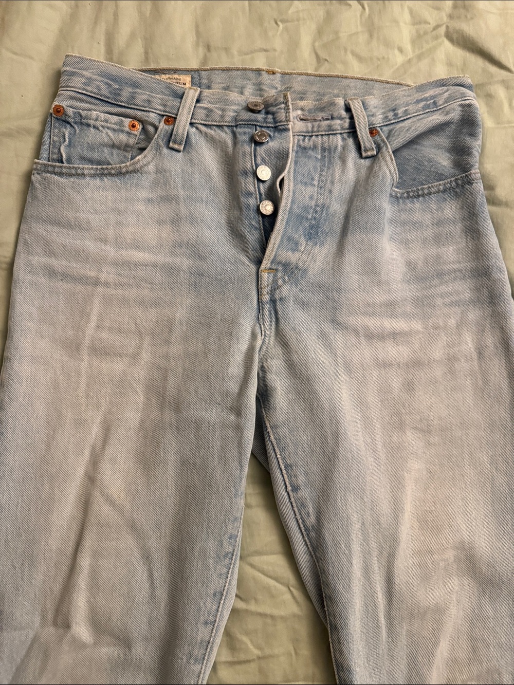 Levi's Light Blue Straight Leg Jeans with Button Fly